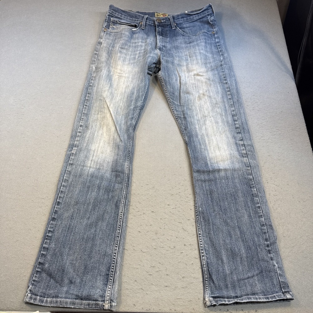 Wrangler 20X Slim Straight Jeans Men's 34X36 Blue Western COWBOY Workwear Stains
